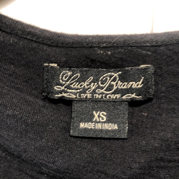 Lucky Brand black embroidered tank top mesh overlay lined XS - Picture 3 of 6